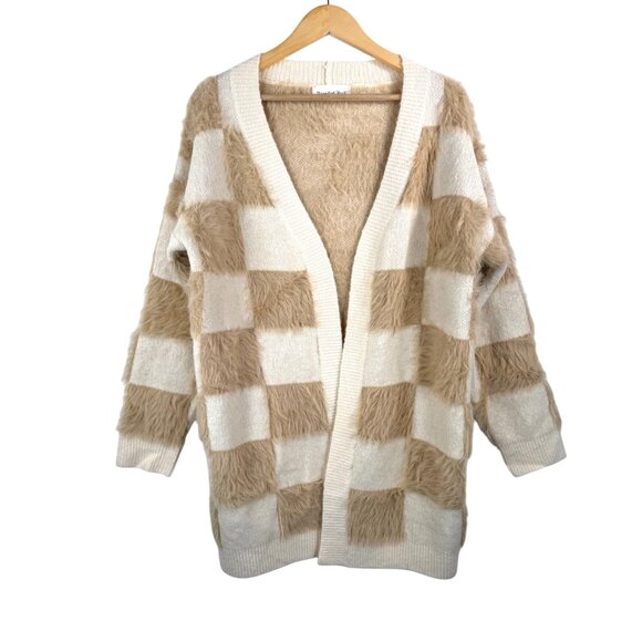 Threaded Leaf Oversized super soft fur knit cardigan 90s preppy - Picture 1 of 7